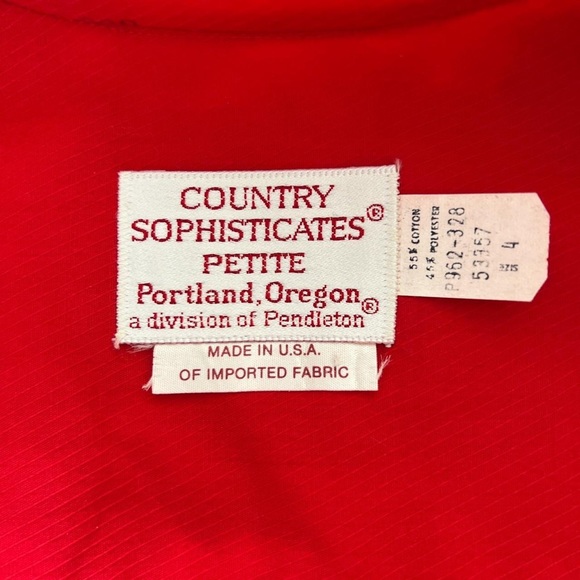 Vintage 70s red mock neck button up blouse - Picture 4 of 4